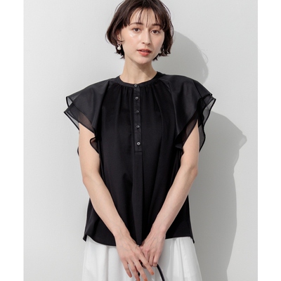23区优雅适宜时尚秋叶拼接荷叶袖针织衫女ONWARD