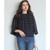 23区SLOW系列时尚 简约气质皱纹花卉印花衬衫 女ONWARD