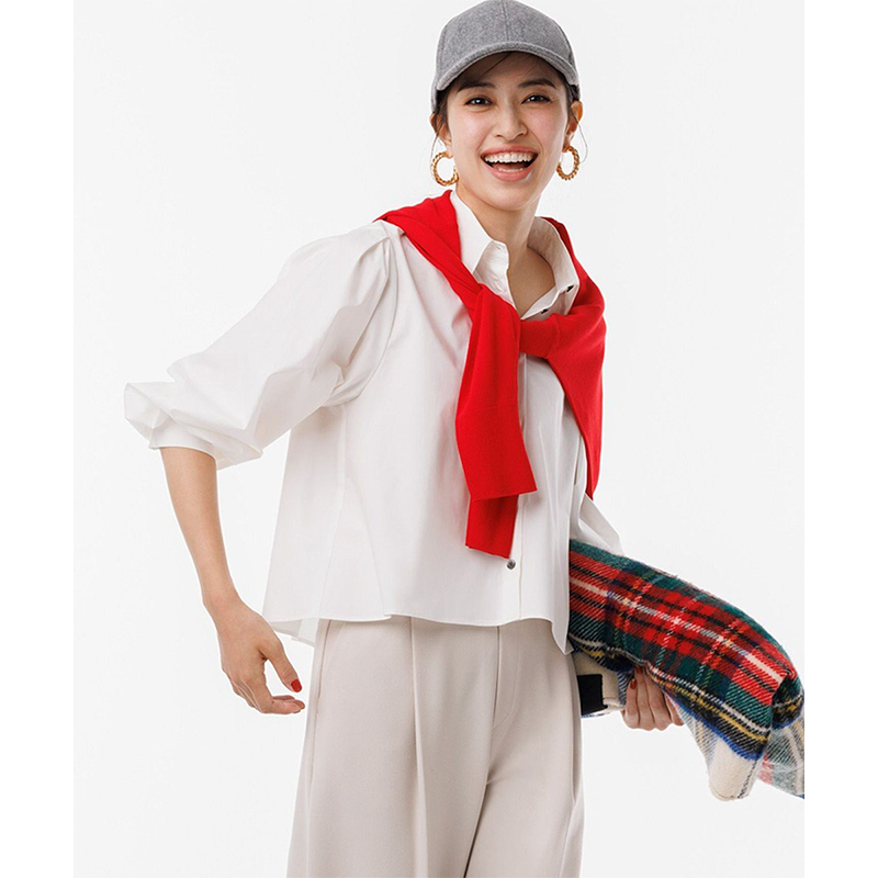 UNFILO抗菌防臭可洗泡泡袖短款通勤衬衫女ONWARD