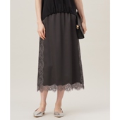 自由区简约气质时尚 杂志同款 可水洗缎面蕾丝半身裙女ONWARD