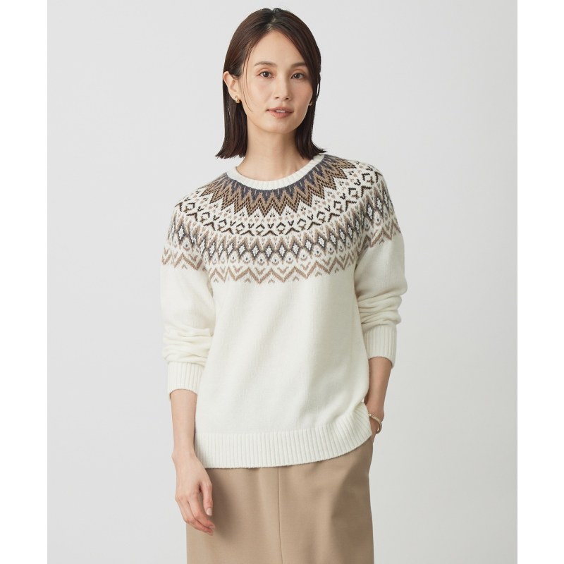 J.PRESS气质适宜简约时尚可水洗费尔岛纹圆领针织衫女ONWARD