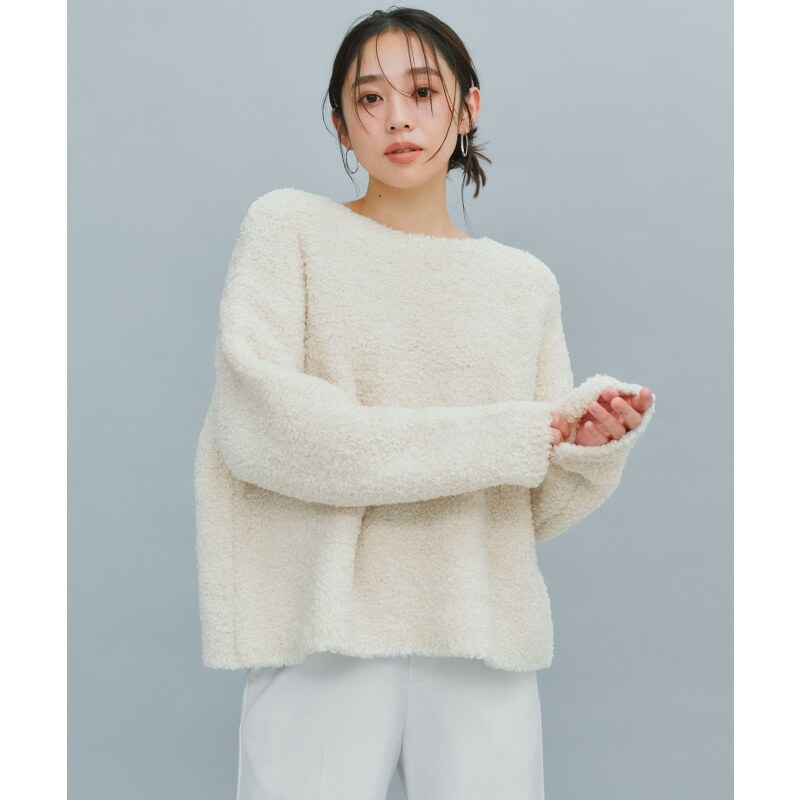 UNFILO时尚适宜休闲泰迪熊圈圈纱船领针织衫女ONWARD