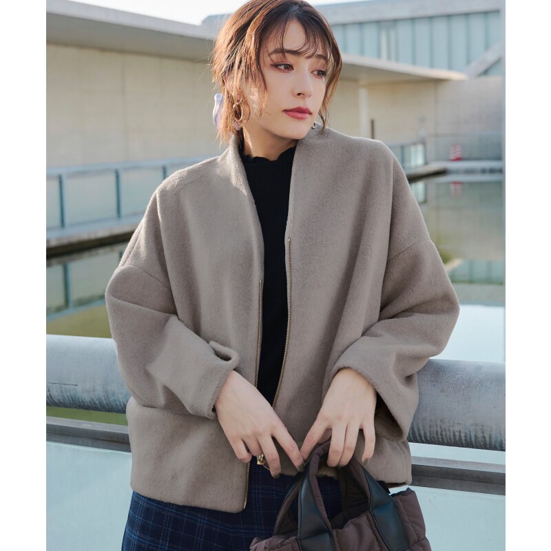 Tiaclasse 感毛绒软糯短款外套冬季加厚保暖女士半拉链短大衣