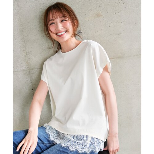 ANYSIS甜美温柔气质丝绸触感清爽T恤后背茧型套头衫女ONWARD