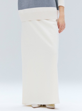 BEIGE，高智感时尚适宜设计MONTAIGNE宽松腰头羊毛长半身裙女ONWA