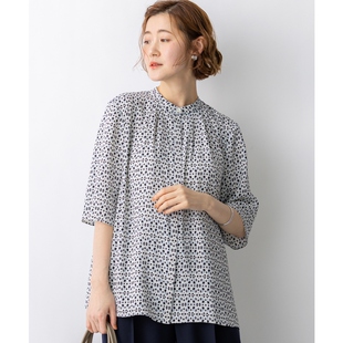 23区感优雅适宜气质万花筒印花领带式 女日本官网直邮进口 领口衬衫