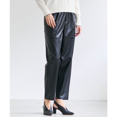 BEIGE，高智感通勤气质HYAL仿皮修身直筒休闲裤女ONWARD