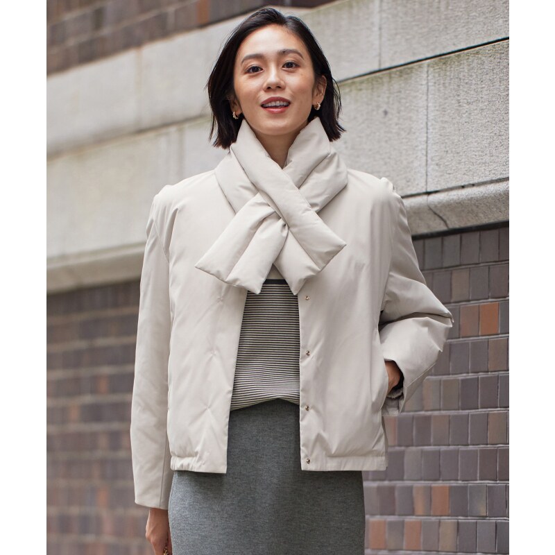 自由区优雅气质时尚防水加工可洗带围巾羽绒服女ONWARD
