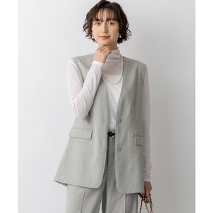 23区优雅气质感适宜哑光弹力面料无领夹克女ONWARD