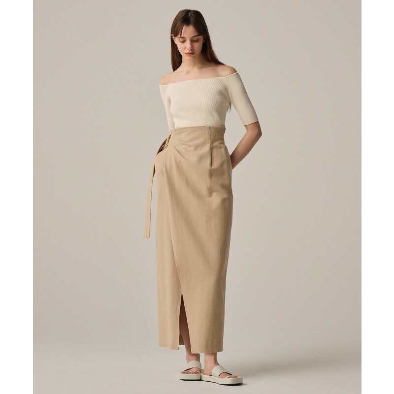 uncrave WHITE系列可手洗棉麻斜纹半身裙