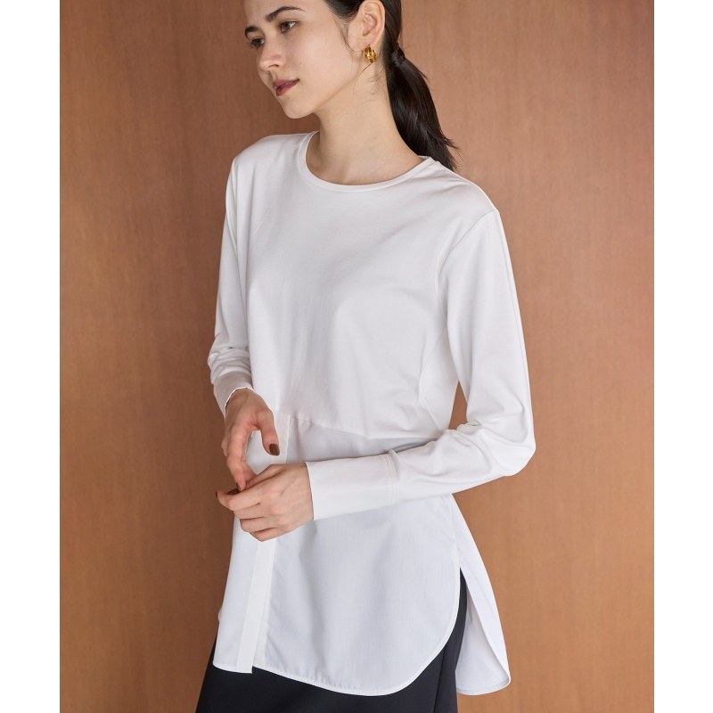 UNFILO可水洗/御菌防臭日系时尚设计感拼接长袖T恤新款女