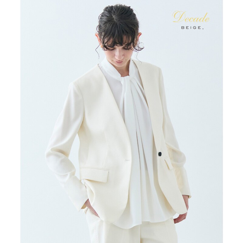 BEIGE，时尚气质简约可洗CAROLE亚麻质感无领中长款外套女ONWARD