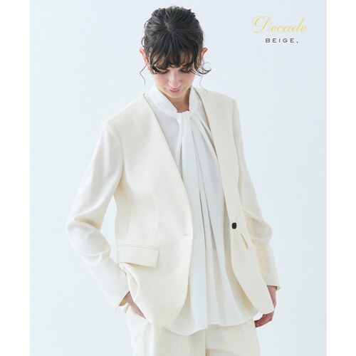 BEIGE，时尚气质简约可洗CAROLE亚麻质感无领中长款外套女ONWARD