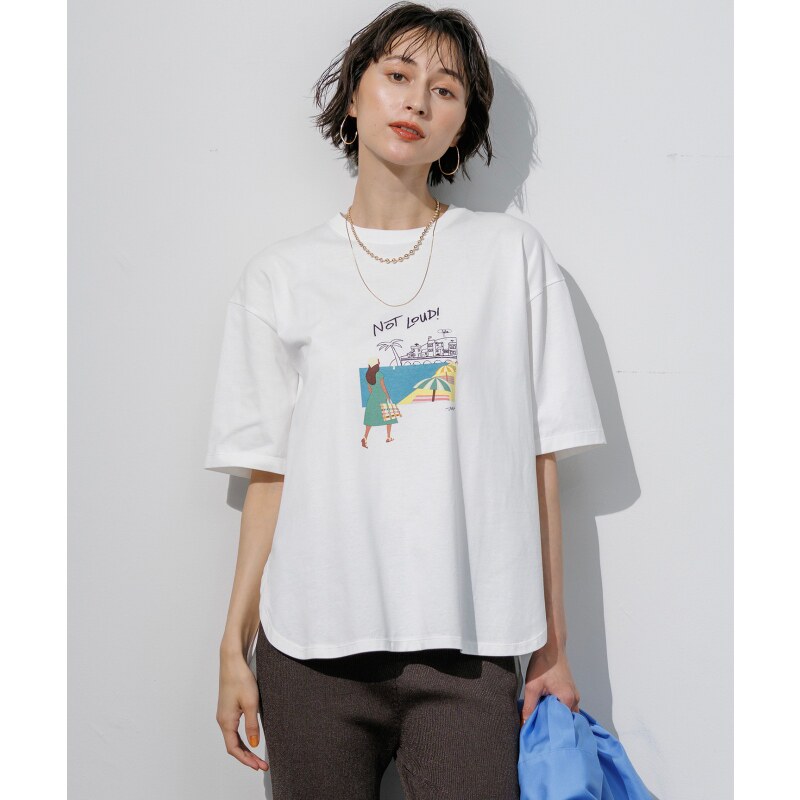 23区时尚优雅感LaurenRolwing合作图案印花休闲T恤女ONWARD