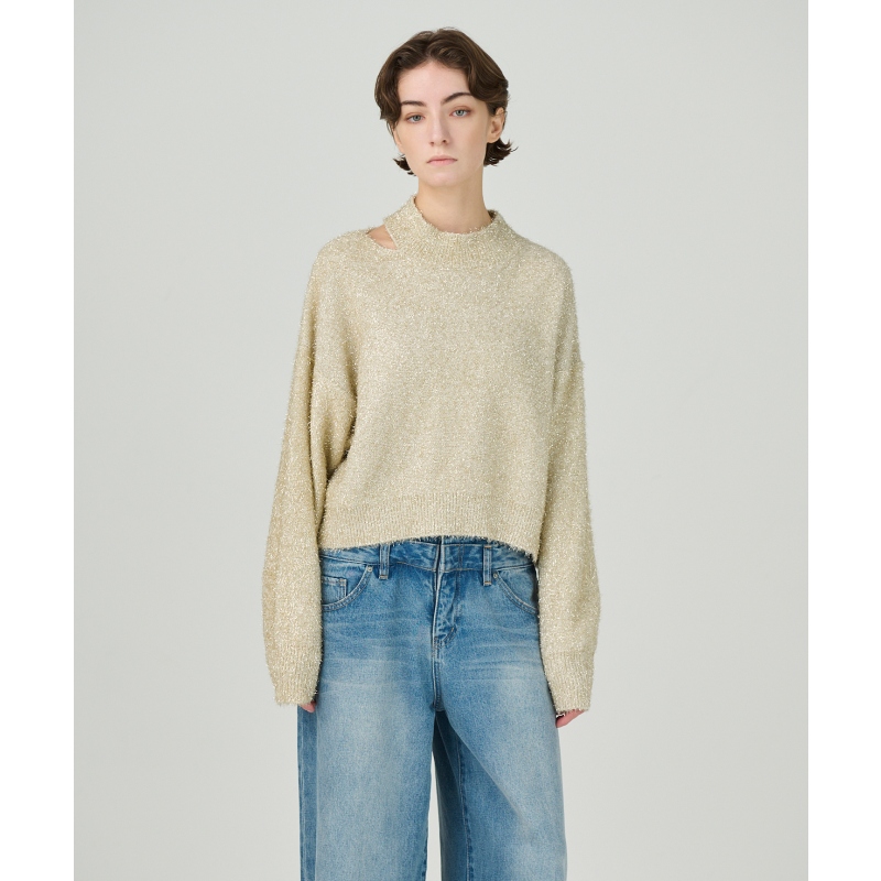 GRACE CONTINENTAL时尚气质闪光羽毛针织上衣女ONWARD秋冬新品