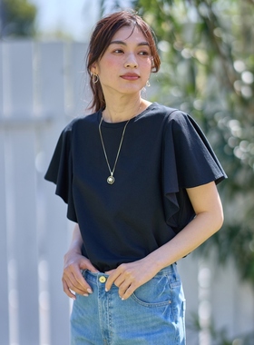 any FAM简约适宜气质可机洗接触凉感UV防护褶边袖套头衫女ONWARD