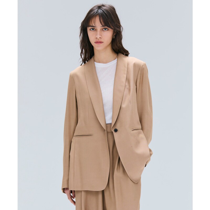 BEIGE，气质高智感COBURN混丝披肩领夹克外套女ONWAR