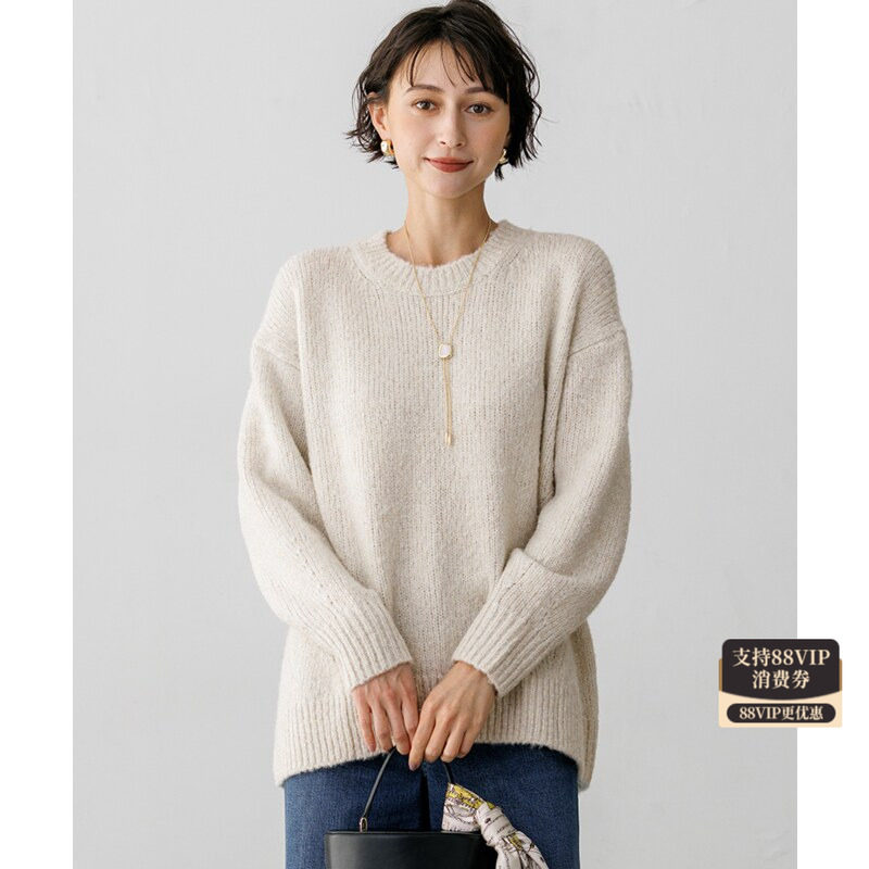 23区时尚简约优雅亮片雪尼尔花式圆领针织衫女ON日本官网直邮进口