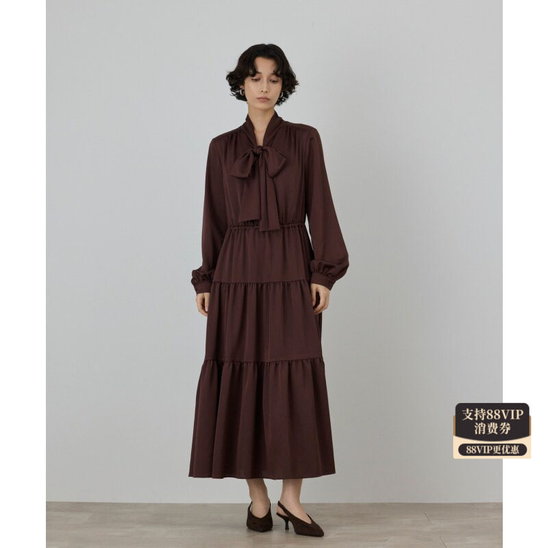 GRACE CONTINENTAL时尚设计感蝴蝶结领结层叠连衣裙女ONWARD