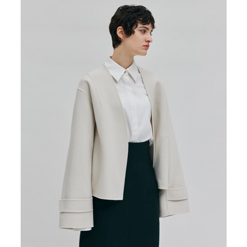 BEIGE,GRASSE双面羊毛九分大衣女ONWARD秋冬新品
