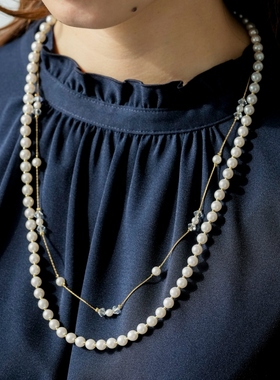ANY SIS温柔清新甜美气质珠宝珍珠风格双链项链女ONWARD