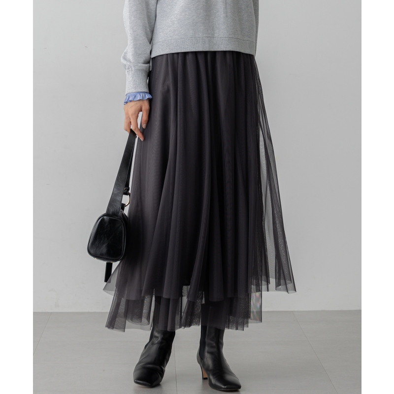 23区简约优雅感可水洗叠层薄纱裙女ONWARD