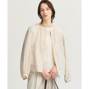 23区优雅设计感丝光棉双层口袋飞行员夹克外套女ONWARD