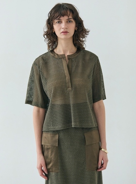 BEIGE，时尚通勤小众NIGELLA不同材质混合棉花蕾丝衬衫女ONWARD