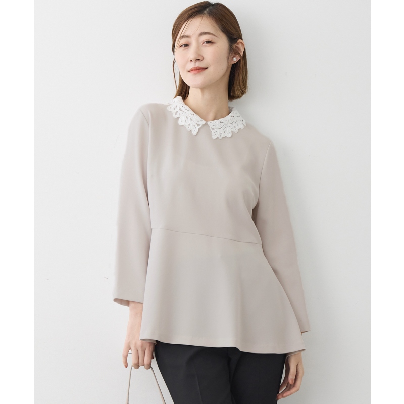 23区套装搭配可水洗双层乔其纱双穿蕾丝领荷叶边衬衫女ONWARD
