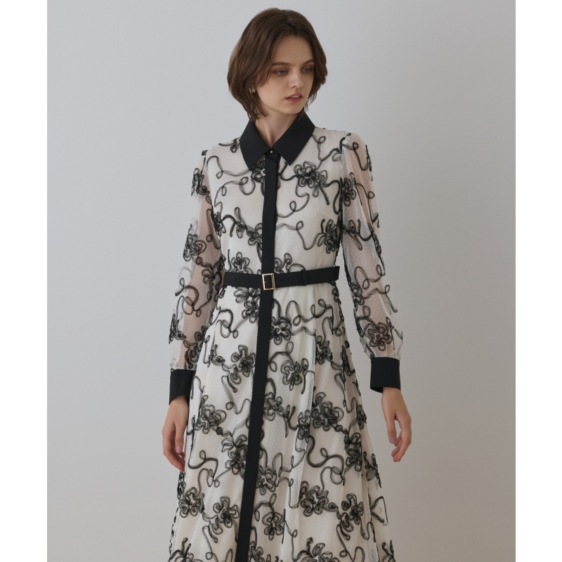 GRACE CONTINENTAL时尚气质设计感薄纱绳带蕾丝连衣裙女ONWARD