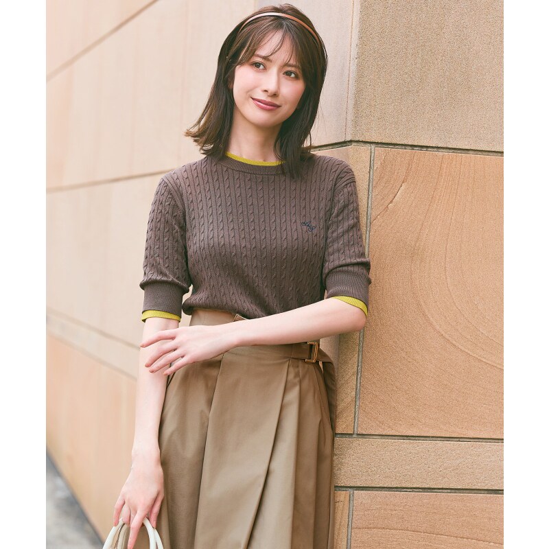 any SiS温柔气质甜美抵御紫外线可水洗麻花针织套头衫女ONWARD