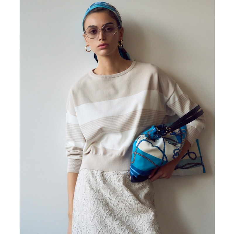 23区时尚简约气质适宜通勤可水洗棉弹力短款针织衫女ONWARD