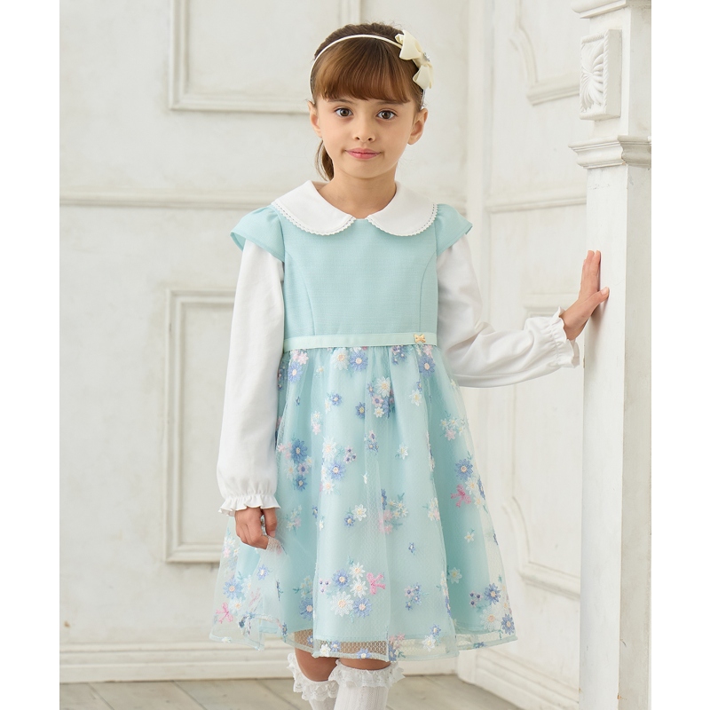 any FAM KIDS甜美可爱公主风花卉刺绣连衣裙女童ONWARD