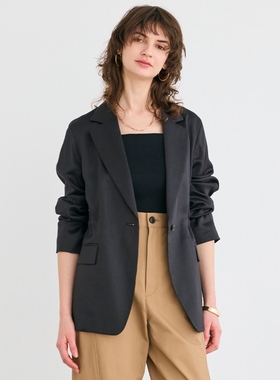 BEIGE，时尚优雅气质穿搭BERGAMOT可水洗亚麻后抽绳夹克女ONWARD