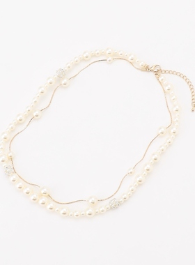 ANY SIS温柔精美搭配圆珠光泽吊坠项链女ONWARD