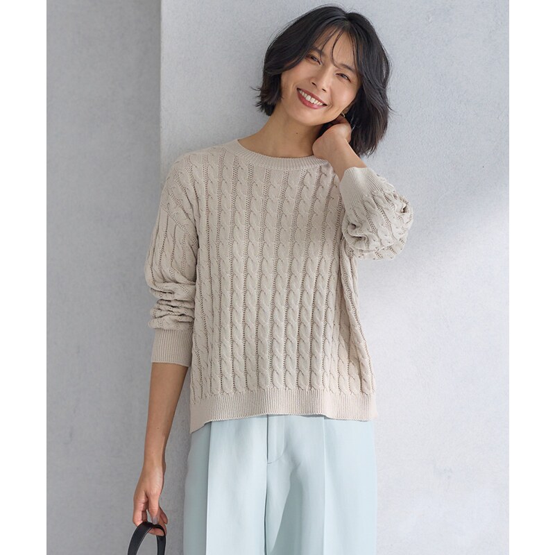23区温柔适宜麻花编织纹路针织毛衣女日本限定日系轻奢ONWARD秋冬