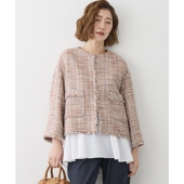 23区GIOL运动休闲户外ICA粗花呢无领夹克外套女ONWARD