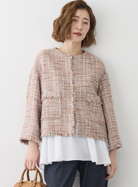 23区GIOL运动休闲户外ICA粗花呢无领夹克外套女ONWARD