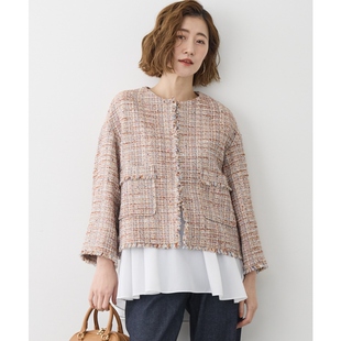 23区GIOL运动休闲户外ICA粗花呢无领夹克外套女ONWARD