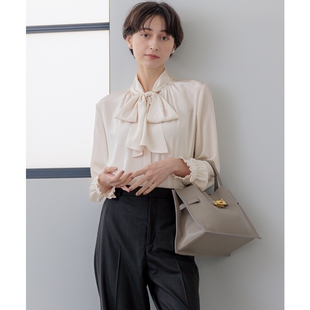 23区气质适宜简约感可洗点状提花绉纱衬衫女ONWARD