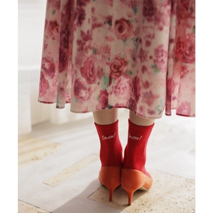 组曲优雅气质设计感花卉系列亮片短袜打底裤 女ONWARD