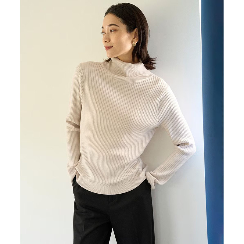 UNFILO吸湿发热防静电轻暖罗纹设计毛衣高领衫女ONWARD