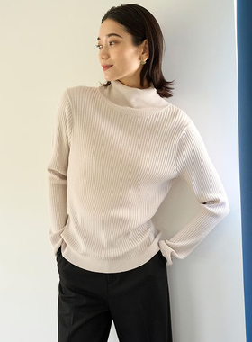 UNFILO吸湿发热防静电轻暖罗纹设计毛衣高领衫女ONWARD