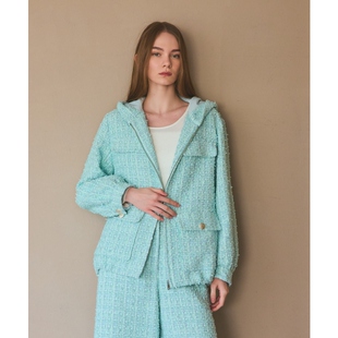 GRACE 设计感气质粗花呢连帽外套女ONWARD CONTINENTAL时尚