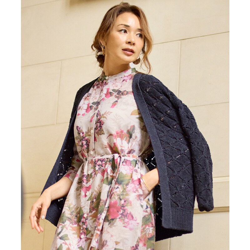 自由区优雅气质感SHIHO女士穿着几何图案开衫上衣女ONWARD