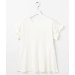 Feroux温柔甜美气质汗渍不明显荷叶边袖 peplum设计T恤女ONWARD