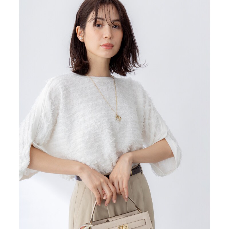 组曲温柔气质适宜简约时尚切割提花大版袖针织衫女ONWARD