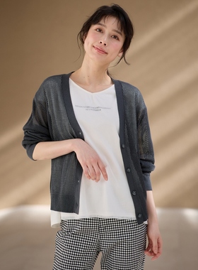 any FAM气质简约适宜可机洗网眼开衫女ONWARD