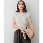 23区SLOW温柔气质薄纱扭绞单面针织无袖 T恤女ONWARD