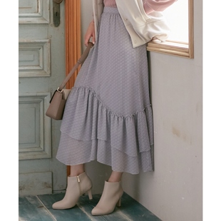 any 伞裙半身裙芥末绿日系轻奢onward SiS可洗甜美碎花女式